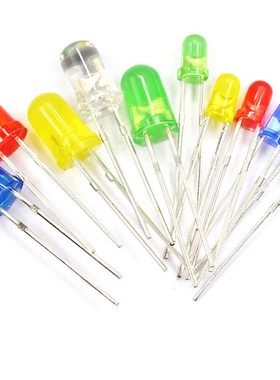 直插LED发光二g极管灯珠 F3 F5 3/5mm红绿黄蓝白橙色 短/长脚 高