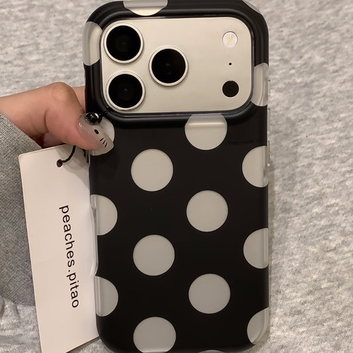 高级感银黑色波点磨砂壳适用iPhone17手机壳16promax苹果15韩系简约双层14/13