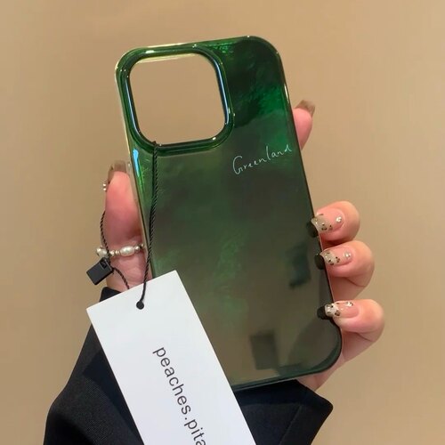 高级感松林绿晕染锡纸纹适用iPhone17手机壳苹果16promax防摔15/14/13小众
