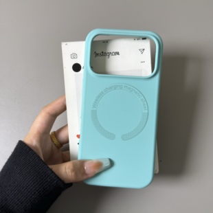小众ins冰海蓝液态硅胶磁吸壳适用iPhone17手机壳16promax苹果15/14/13纯色