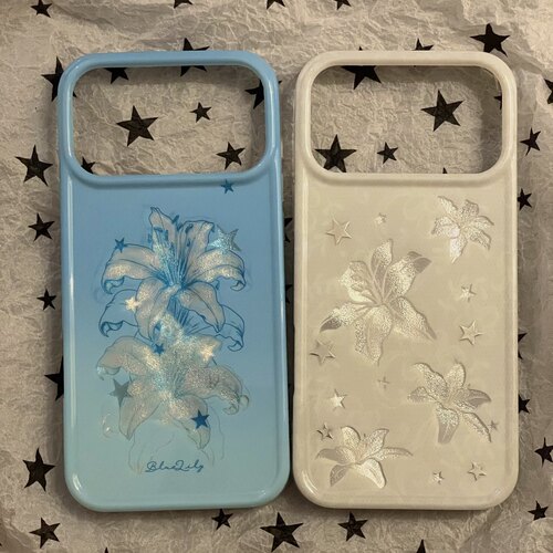 小众ins鎏金星星百合花适用iPhone17手机壳16promax苹果15/14/13小清新