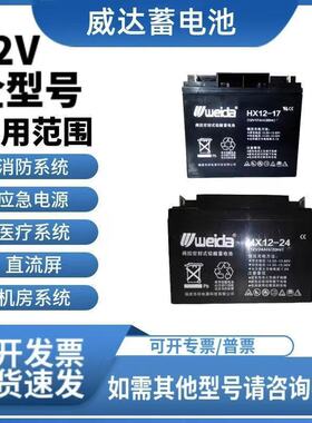 weida威达蓄电池HX12-17消防主机12V17AH监控照明UPS/EPS电梯应急