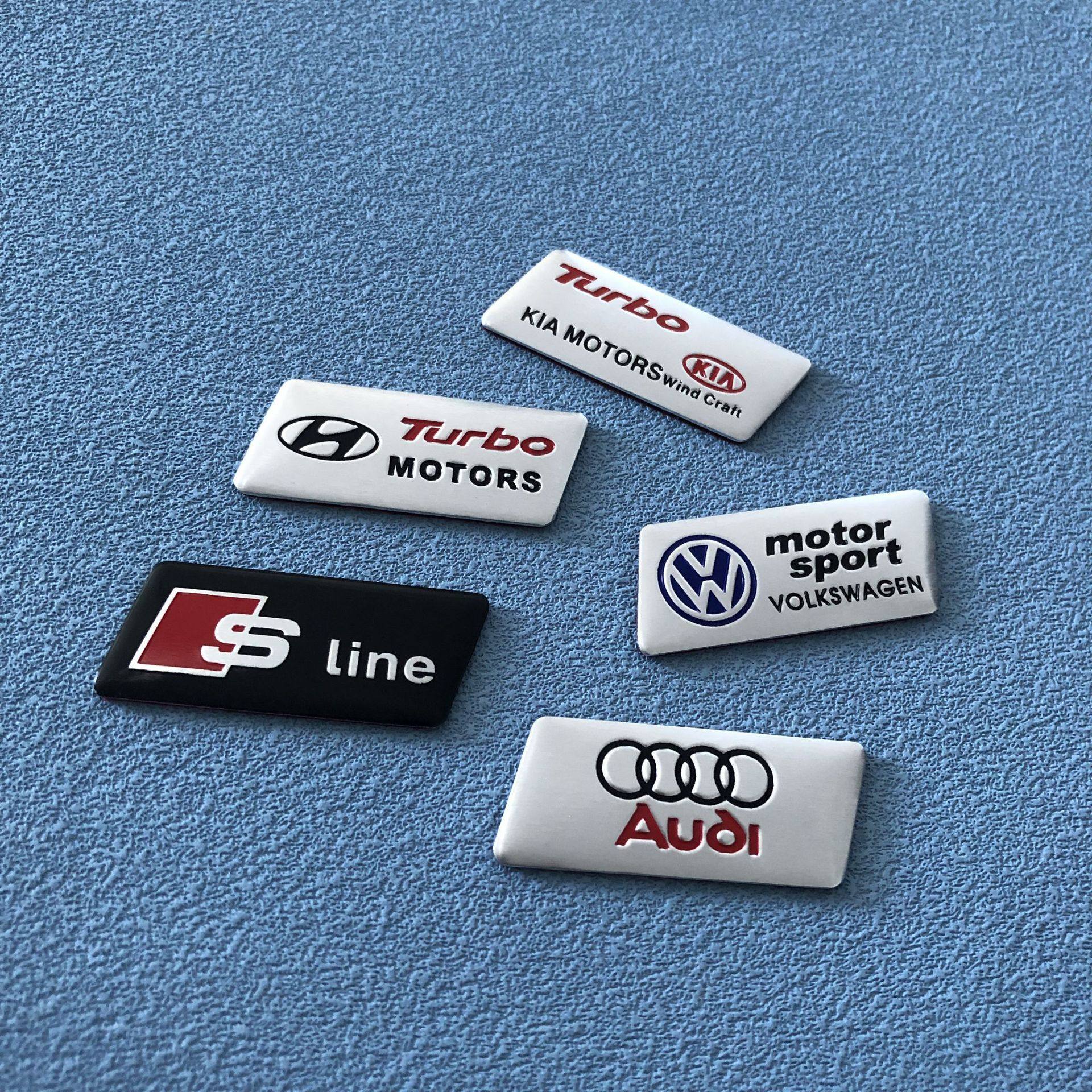 适用奥迪Sline大众现代起亚汽车内饰贴标 方向盘装饰贴车身贴铝标