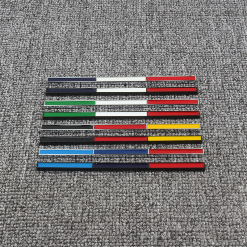 适用于玛莎拉蒂法拉利奥迪宝马三色装饰贴德国法国意大利金属车标