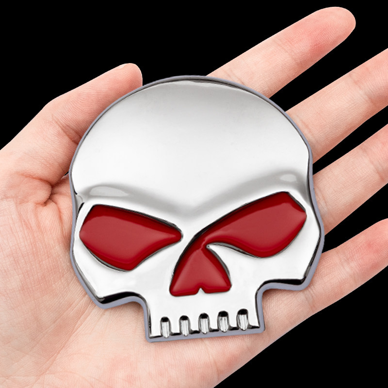 骷髅头哈雷贴标太子摩托车跑车跨骑重机车骑士车标3D金属车标哈雷