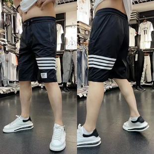 个性 时尚 黑白拼色短裤 男轻薄速干裤 直筒 夏季 K88105五分运动休闲裤