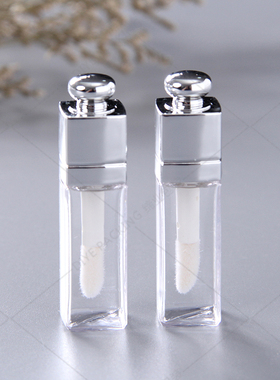 DIY自制透明方形唇釉管 蝶恋花烫银色迷你唇彩空管 唇蜜分装瓶