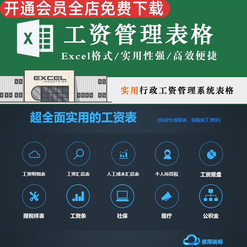 工资管理表格工资条人工成本汇总实用性强快捷高效时间数据直观工资汇总明细 个人所得税社保医疗公积金模板