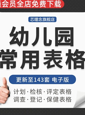 幼儿园常用儿童核检教师考核表活动记录反馈表工作情况检查表格幼儿发展检查家园互动课程表保教职工问卷调查