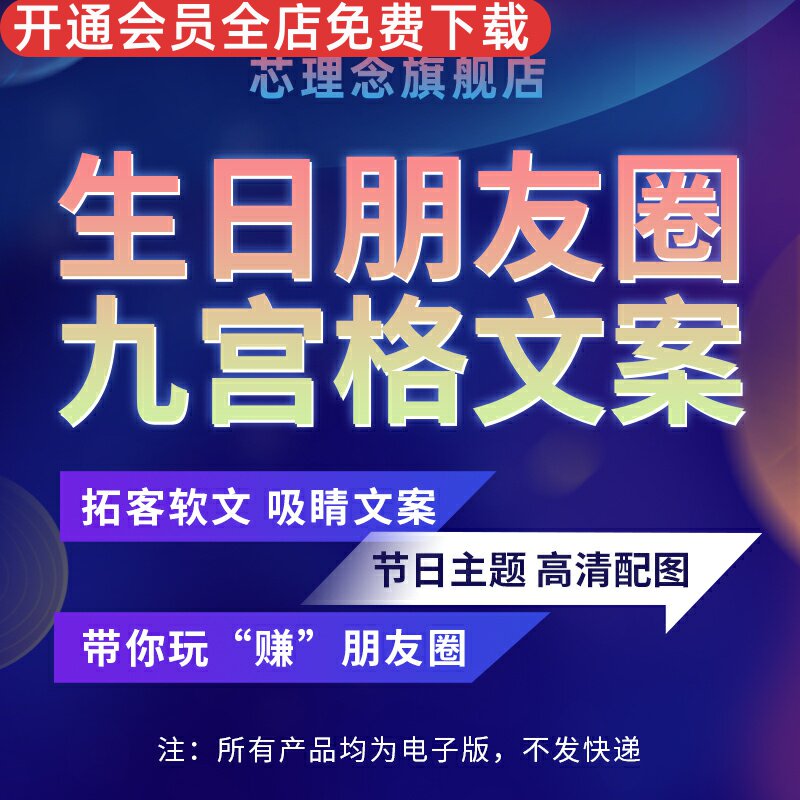 生日九宫格创意朋友圈文案自己闺蜜情侣网红个性派对祝福图文创意文案自己闺蜜情侣生日派对祝福JPG图文