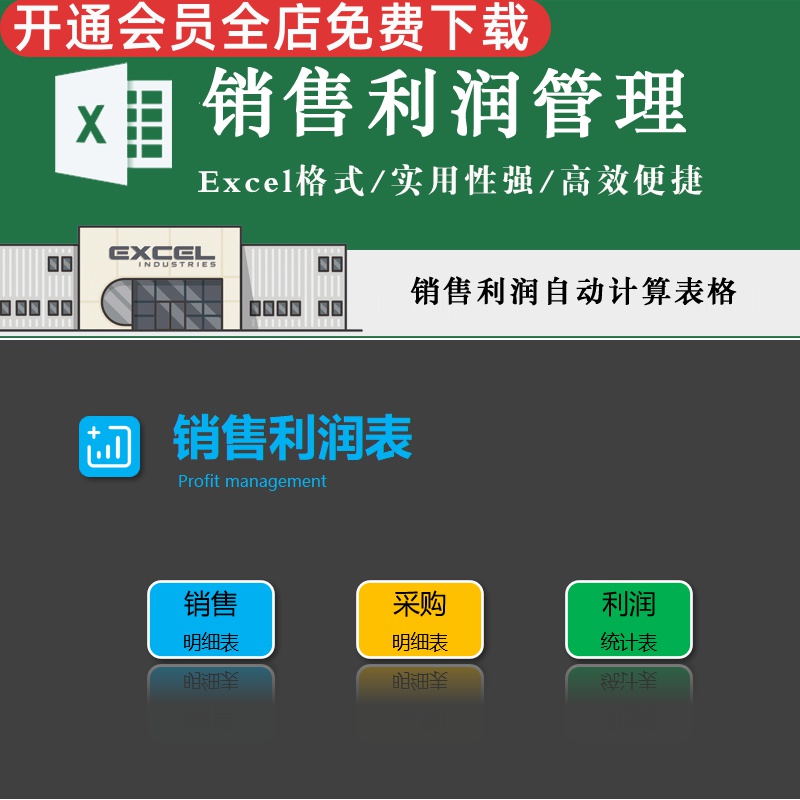 简单实用销售利润可视化自动统计图表格采购销售利润管理表实用性强高效快捷数据清晰 销售采购管理Excel模板