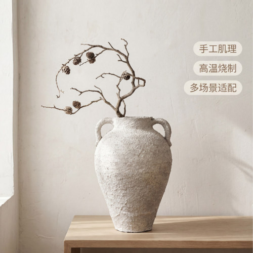 砂迹诧寂粗陶花瓶手作肌理花器