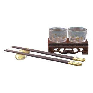 金陵金箔花前月下小酌酒杯筷子礼盒新婚礼物送新人闺蜜高级实用