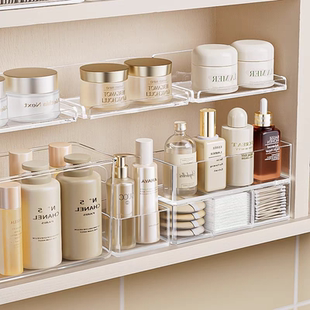 镜柜收纳盒浴室柜分层隔板化妆品置物架卫生间壁挂挡板口红面膜盒