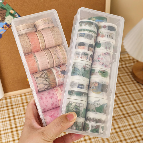 透明手账胶带胶卷桌面防尘带盖箱