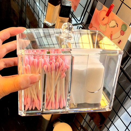 透明海绵盖子棉片化妆品收纳盒
