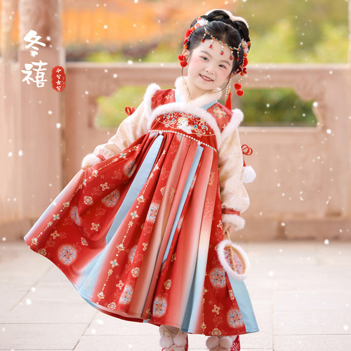 2025新款秋冬女童汉服连衣裙