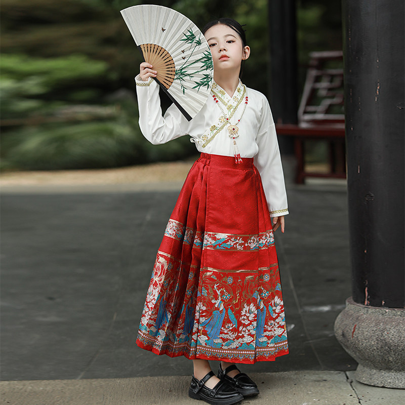 女童马面裙套装2026新款春装新中式汉服明制古装儿童古风唐装春秋图片