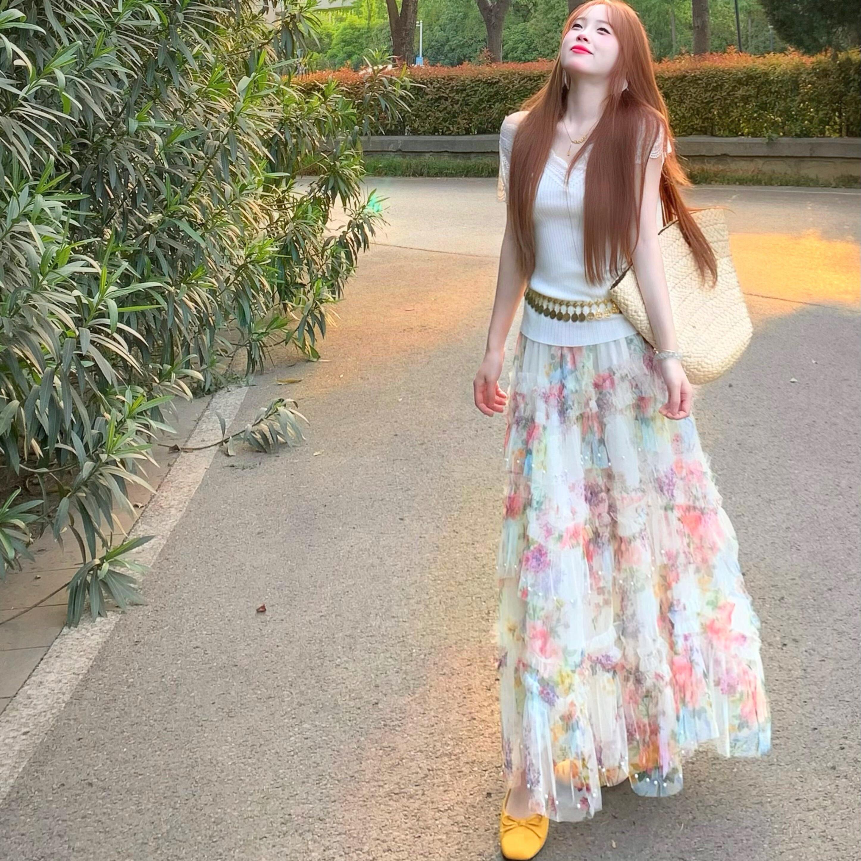 法式甜美碎花连衣裙子女