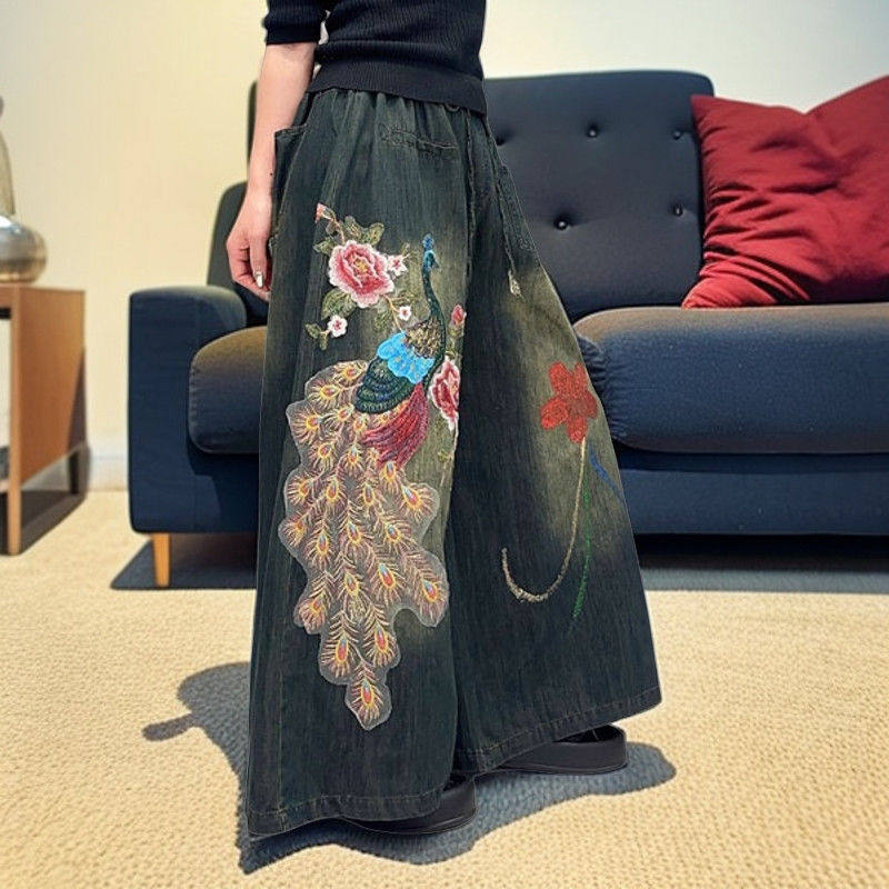 潮牌女装新款牛仔裤刺绣九