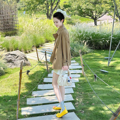 2026秋季卡其宽松中长风衣女