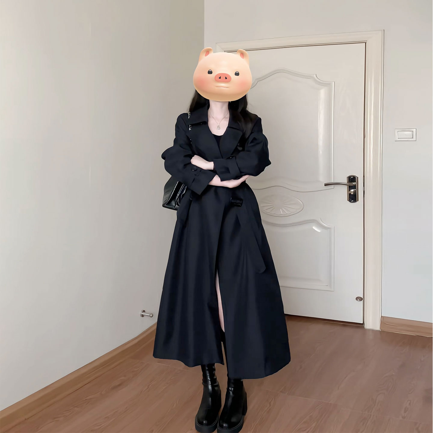 法式英伦风长款系带风衣女2026秋季新款气质高级感藏青色外套大衣
