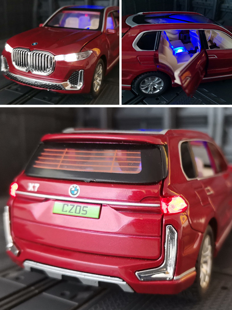 시뮬레이션 BMW X7 세단 SUV 자동차 모델 장난감 풀백 자동차 합금 자동차 모델 금속 학생 선물