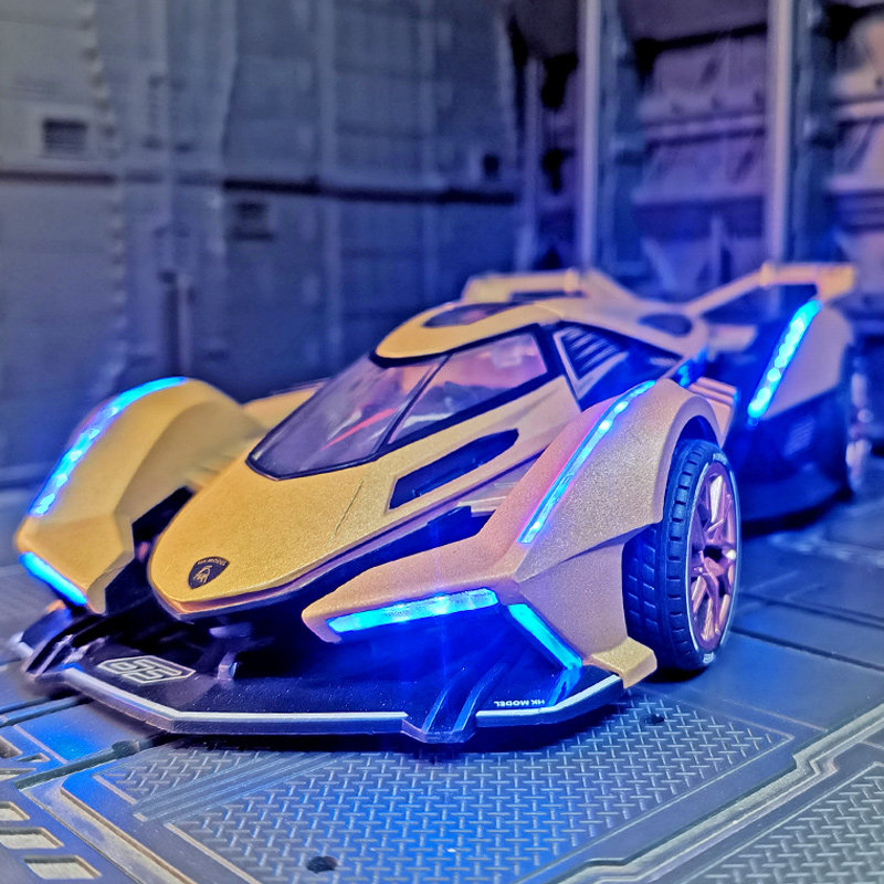 남자 친구를 위한 생일 선물 컬렉션을 위한 소리와 빛을 갖춘 시뮬레이션된 대형 1:24V12 합금 자동차 모델