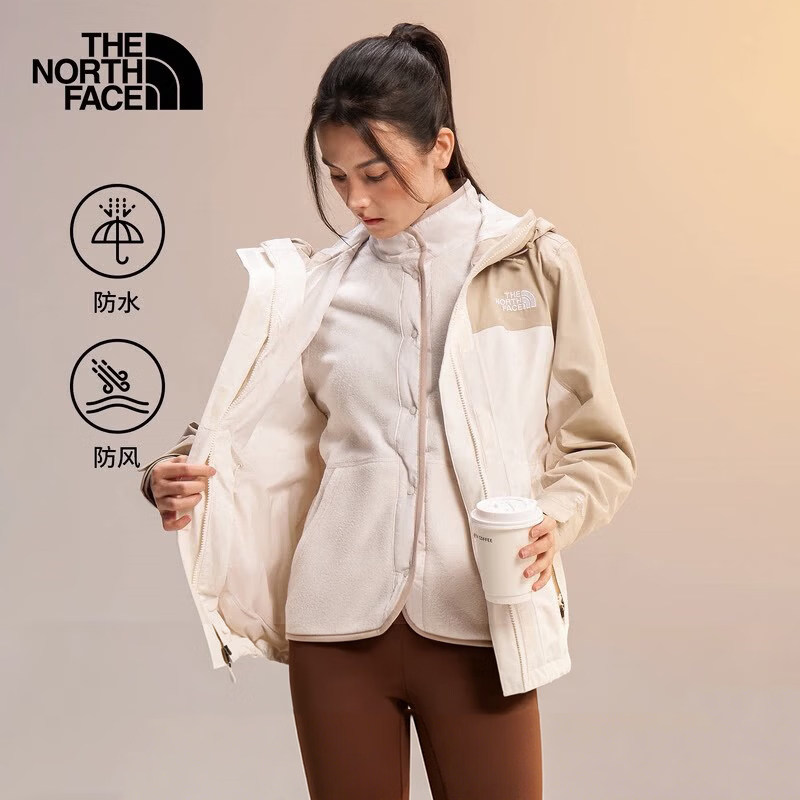 TheNorthFace北面抓绒三合一女冲锋衣26秋冬户外防水保暖外套8J6Z