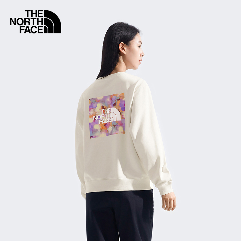 TheNorthFace北面卫衣女2025秋冬户外运动印花宽松针织套头衫8F0X