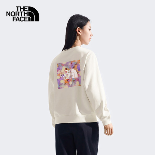 TheNorthFace北面卫衣女2025秋冬户外运动印花宽松针织套头衫8F0X