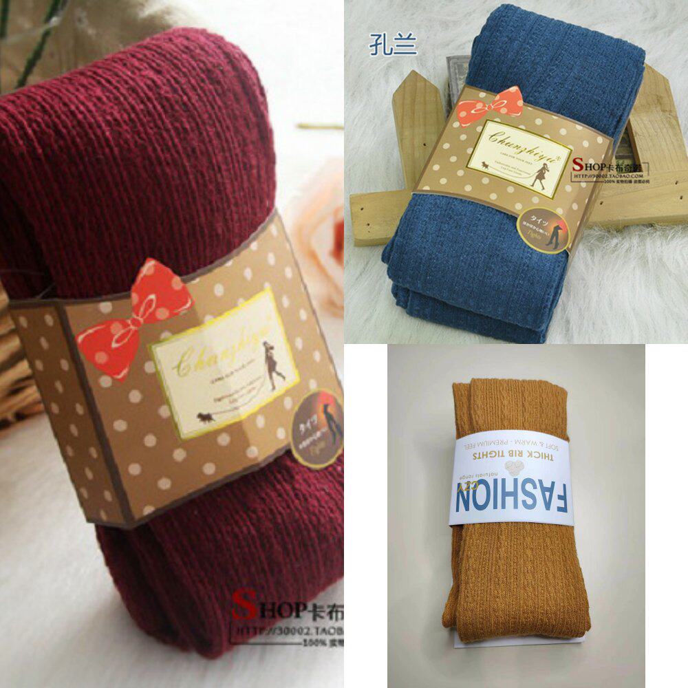 袋装日韩加厚连裤袜子踩脚打底袜裤精梳棉针织袜麻花条纹包邮