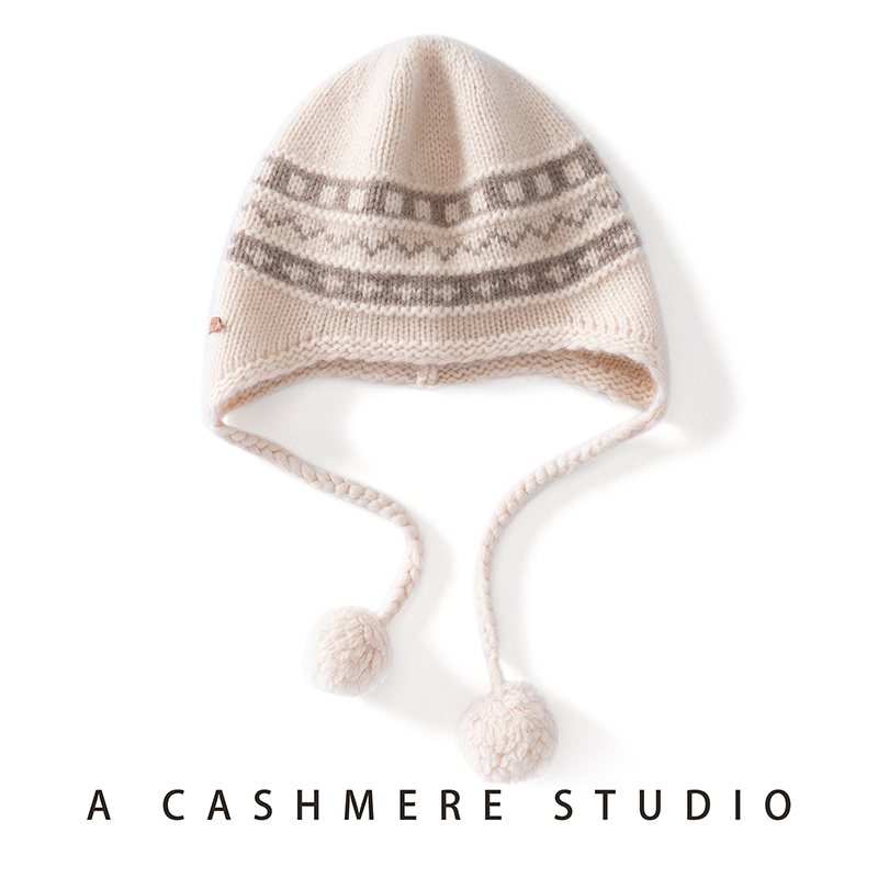 2025新款山羊绒帽子女冬季加厚针织毛线包头护耳月子帽百搭男