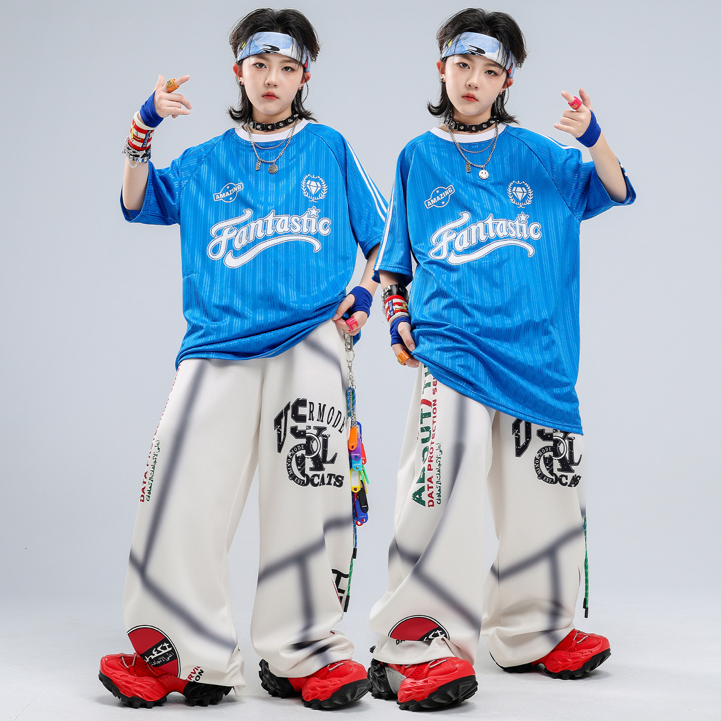 街舞儿童潮服嘻哈男童炫酷嘻哈风六一表演服男孩套装hiphop演出服
