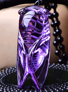 紫水晶知了吊坠项链饰品