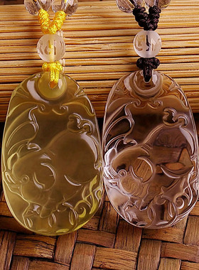 天然白水晶猪吊坠生肖属