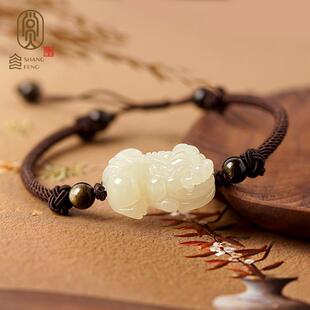 官方招财貔貅玉石手链女和田玉小貔手串情侣黑绳红绳皮丘手绳编