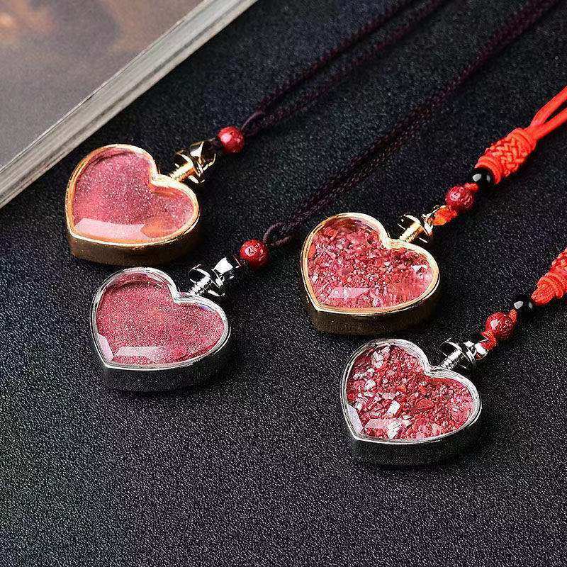 天然朱砂爱心噶乌盒吊坠朱砂原矿原石男女项坠儿童宝宝保平安瓶