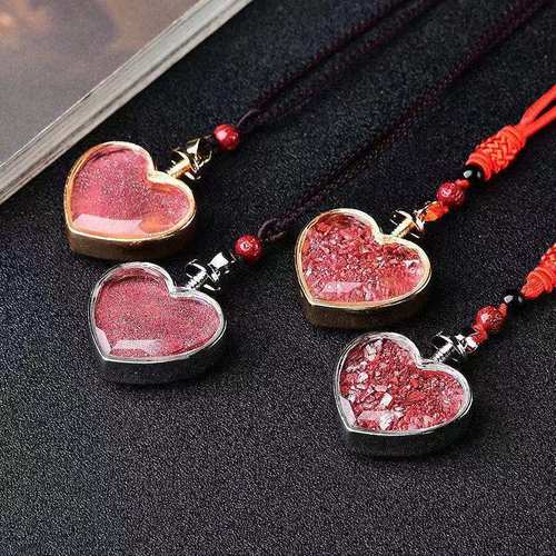 天然朱砂爱心噶乌盒吊坠朱砂原矿原石男女项坠儿童宝宝保平安瓶