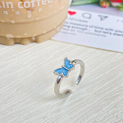 Oil dripping Butterfly Ring 滴油蝴蝶戒指覆古开 口可调节戒指