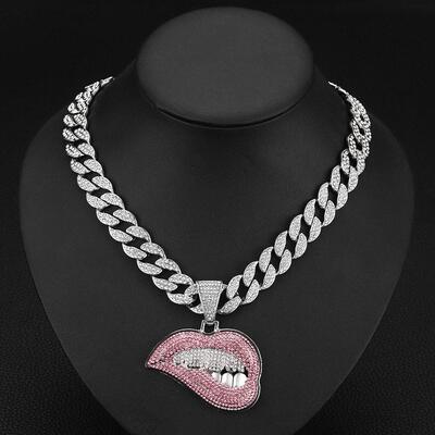 Sexy Lips Hip Hop Cuban Chain Necklace 嘴唇嘻哈古巴链项链