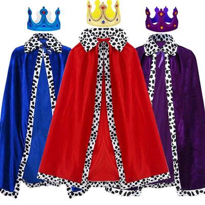 Adult Kids Cape King Prince Cosplay Costume Crown Shawl Pare