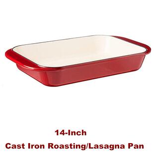 Cast Iron Roasting Lasagna Pan Rectangular Roaster Cooking