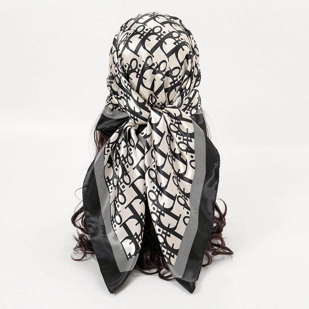 Letter printed 90 square scarf 字母印花90大方巾包头巾女