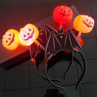 Halloween Led Devil Hair Band Led Funny Bat Pumpkin Light Up