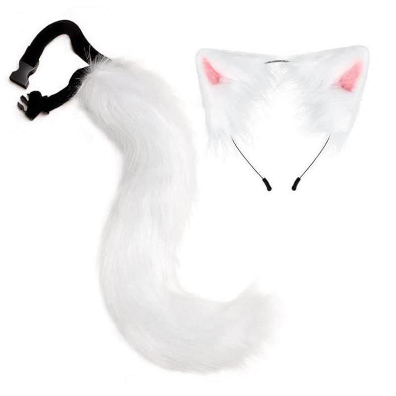 Halloween costume fox fur tail cat ear headband 狐狸尾巴耳朵