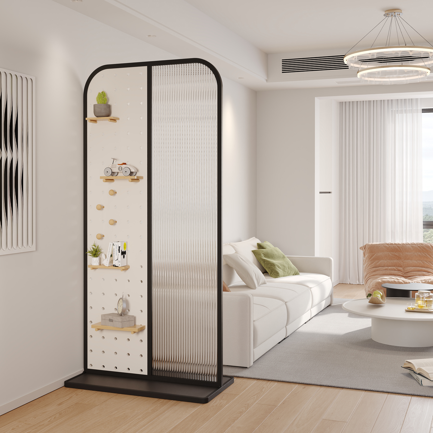 可移动洞洞板玻璃隔断装饰屏风