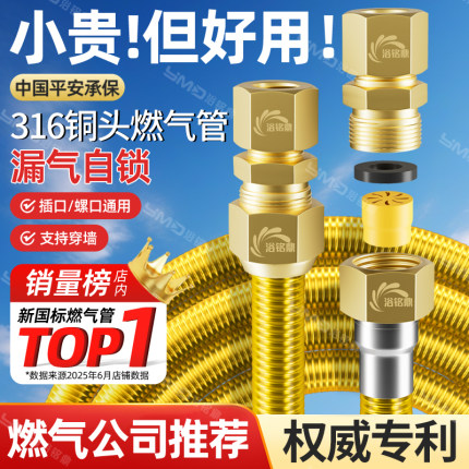 不锈钢波纹燃气管天然煤气热水器管道新国标防爆专用软管连接管