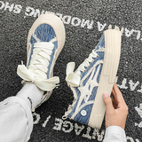 新款情侣鞋星星厚底板鞋学生小白鞋潮侣帆布鞋XZ517-1XZ130P65，男鞋休闲鞋，星座517-1