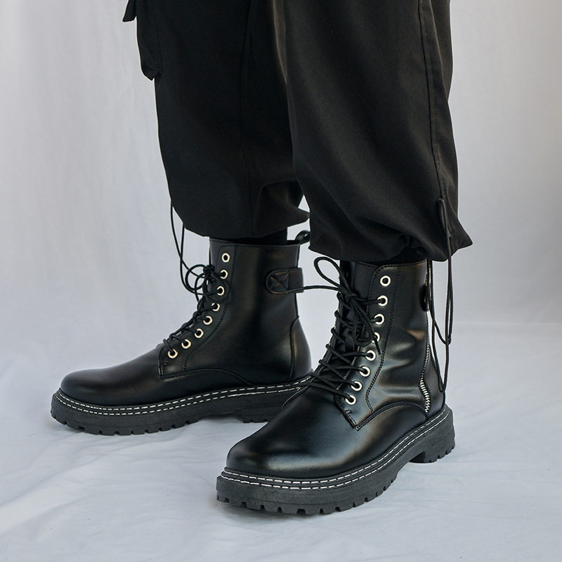2021秋冬新款马丁靴高帮侧拉链皮增高厚底男鞋XZ517-1XZ1202,男鞋靴子,星座517-1